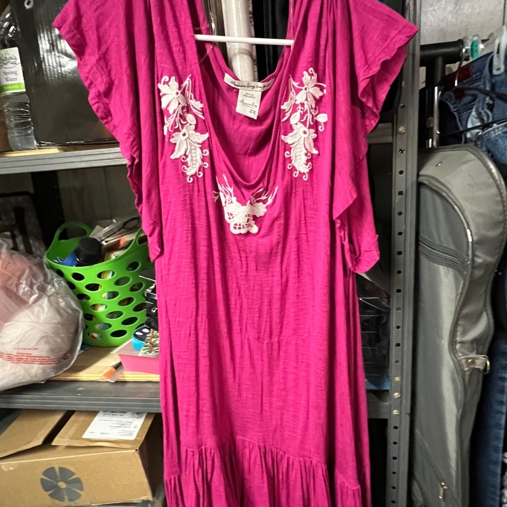 American Rag Cie Embroidered Boho Top 2X
